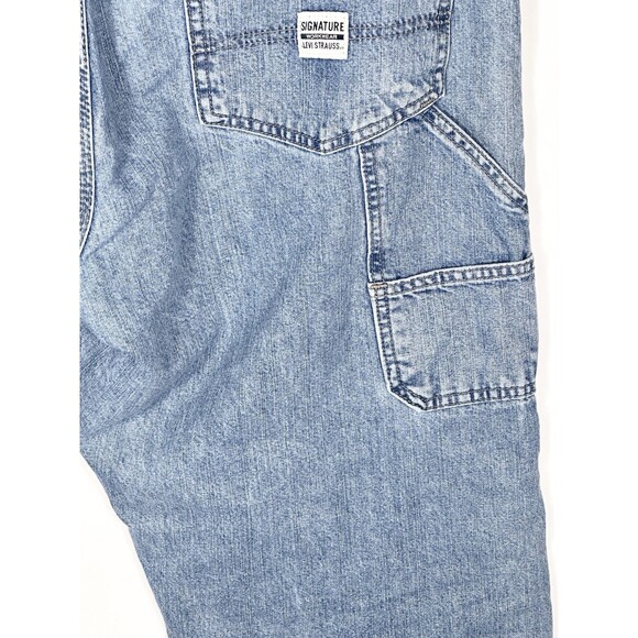 Levi Strauss Signature Carpenter Jeans Mens 38x32 Blue Denim Workwear Pants - Picture 14 of 16